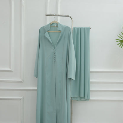 Turkish Coat Abaya With Matching Hijab (EG117) - Elara Global