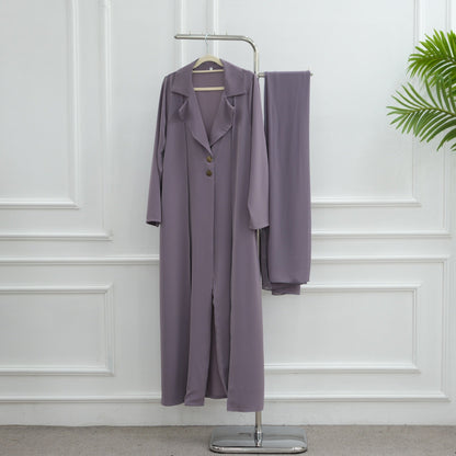 Turkish Coat Abaya With Matching Hijab (EG118) - Elara Global